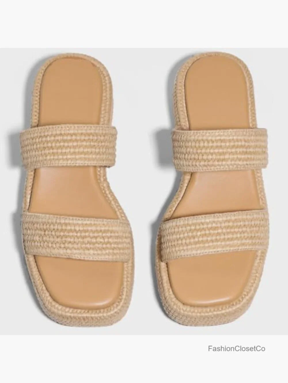 Platform Wedge Espadrille Sandals Raffia Casual Summer Shoes